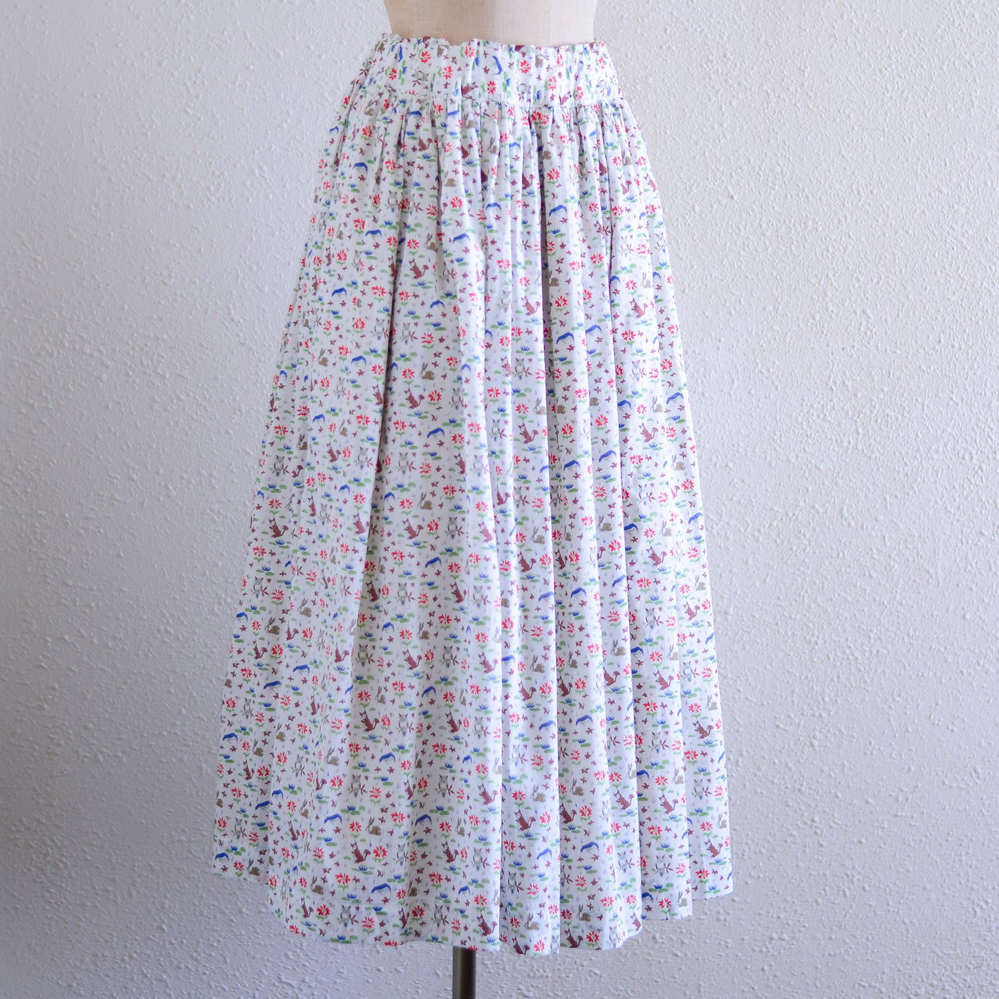 리버티 프린트 오가닉 코튼 개더 스커트 White