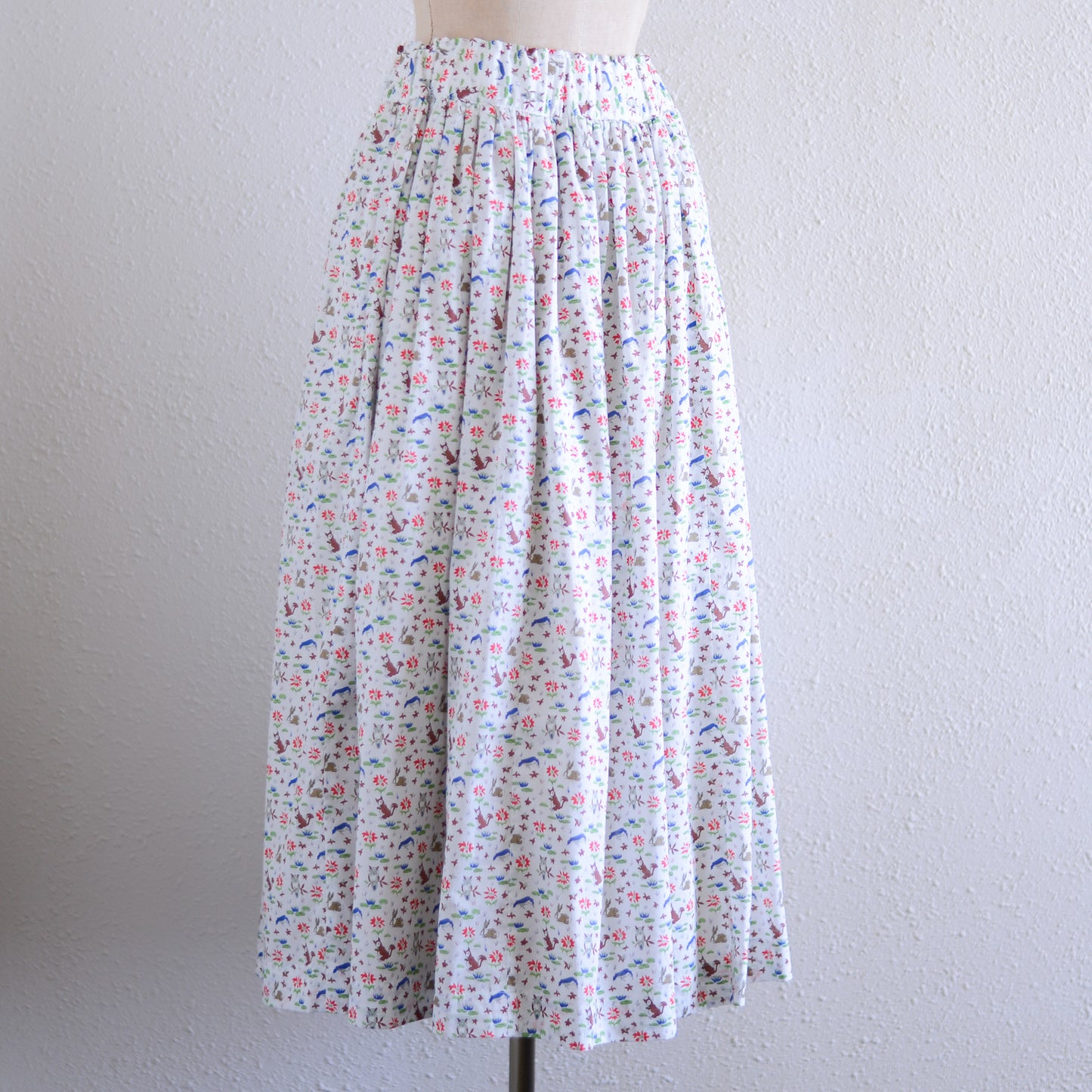 리버티 프린트 오가닉 코튼 개더 스커트 White