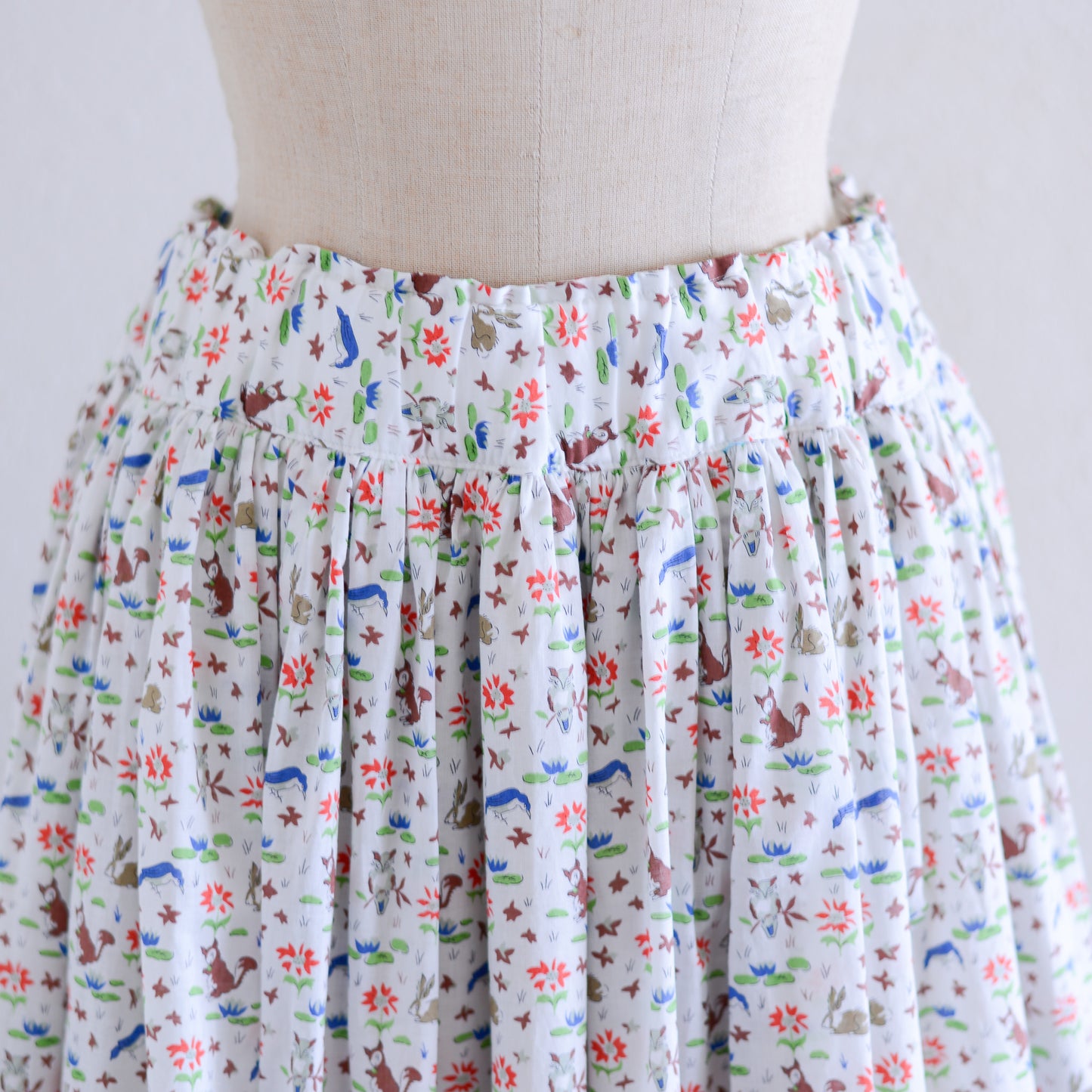 리버티 프린트 오가닉 코튼 개더 스커트 White