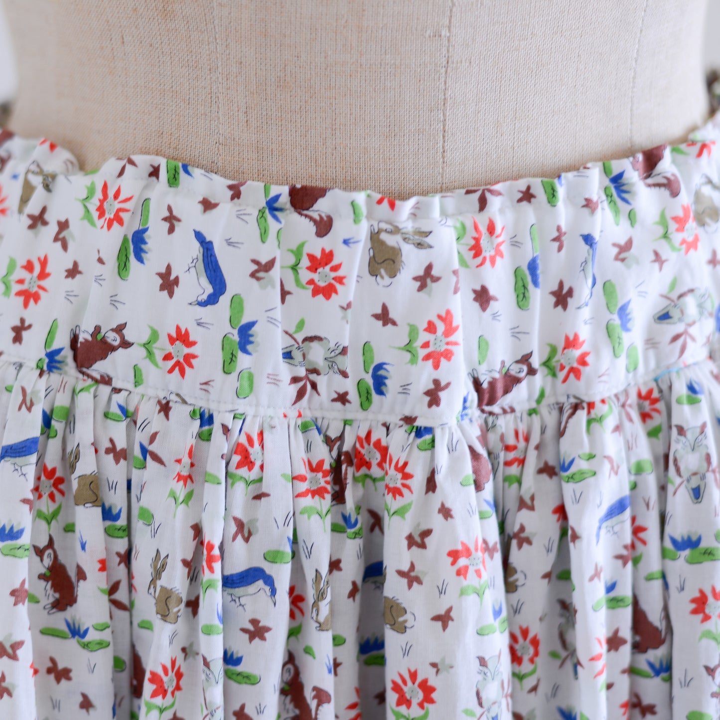 리버티 프린트 오가닉 코튼 개더 스커트 White