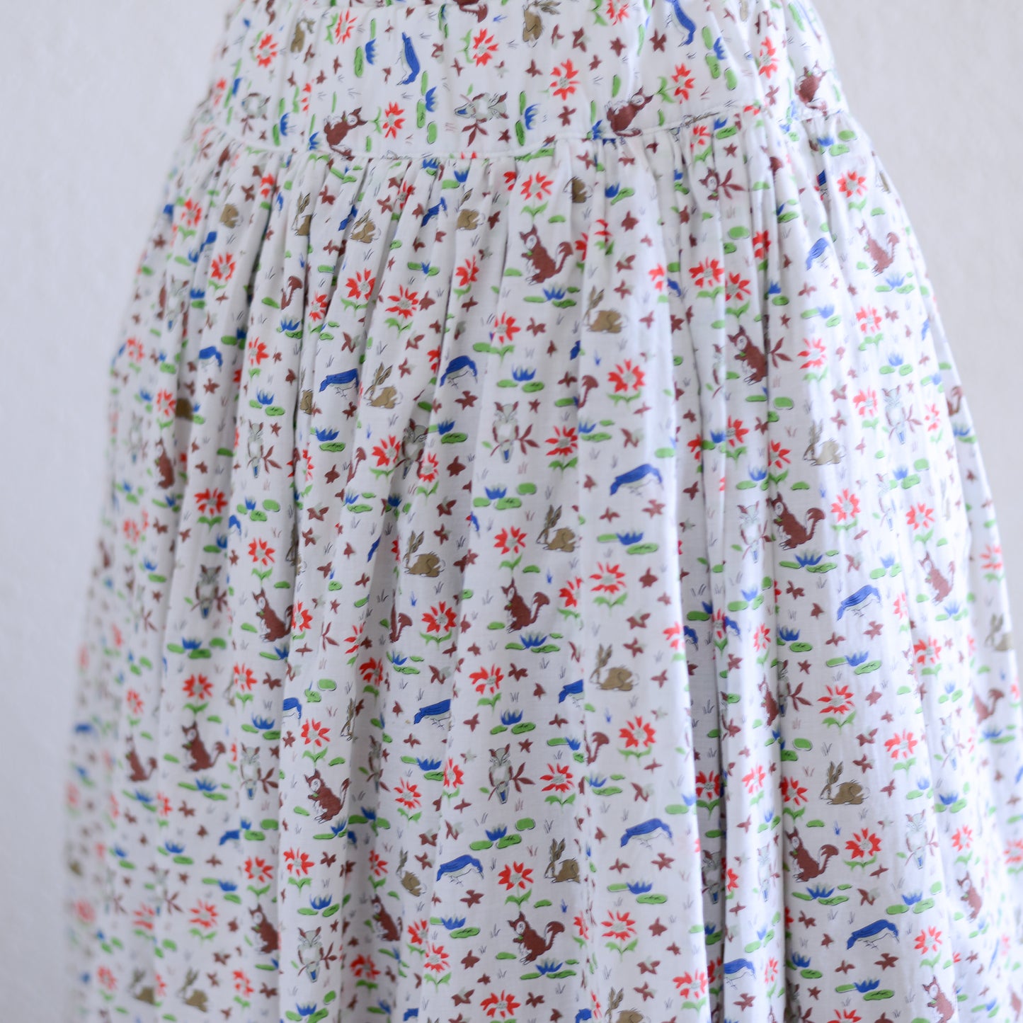 리버티 프린트 오가닉 코튼 개더 스커트 White