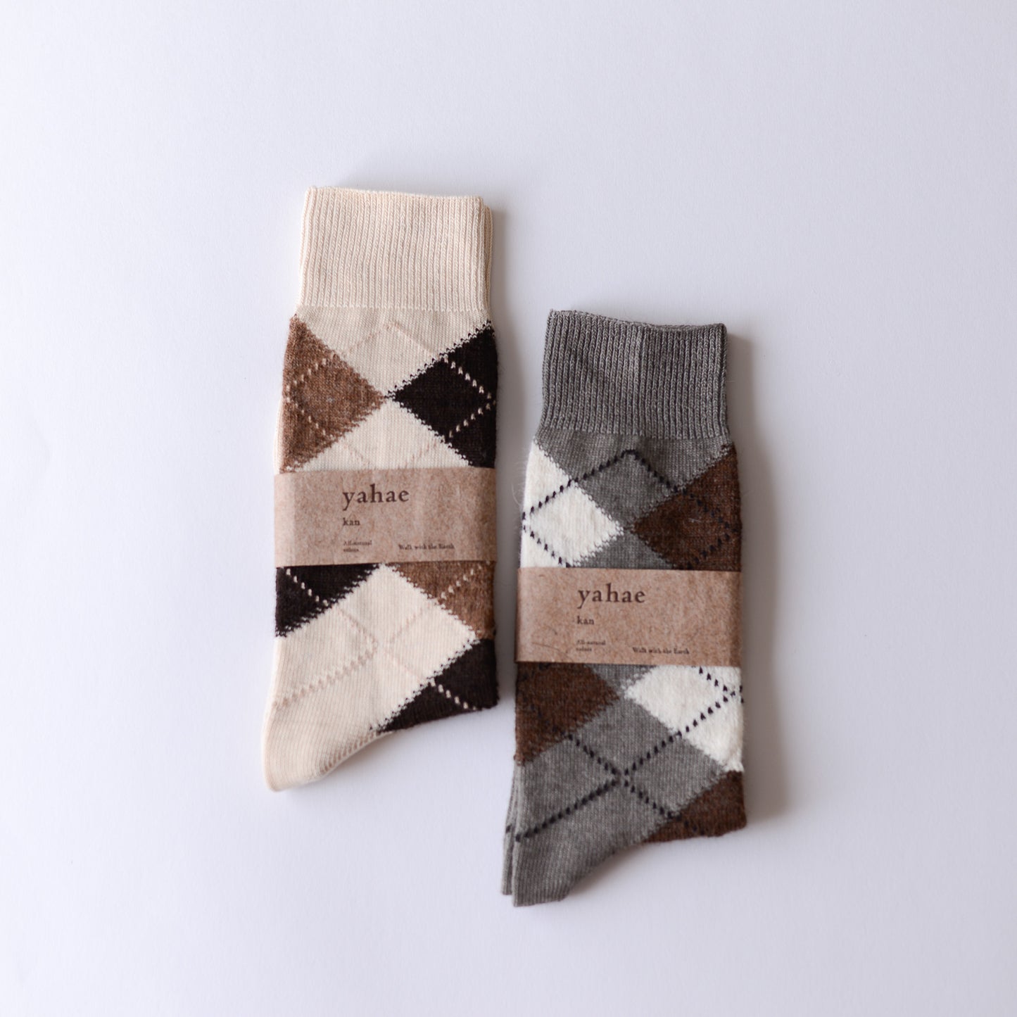 Organic Cotton Alpaca Yak Argyle Socks, Dark Gray