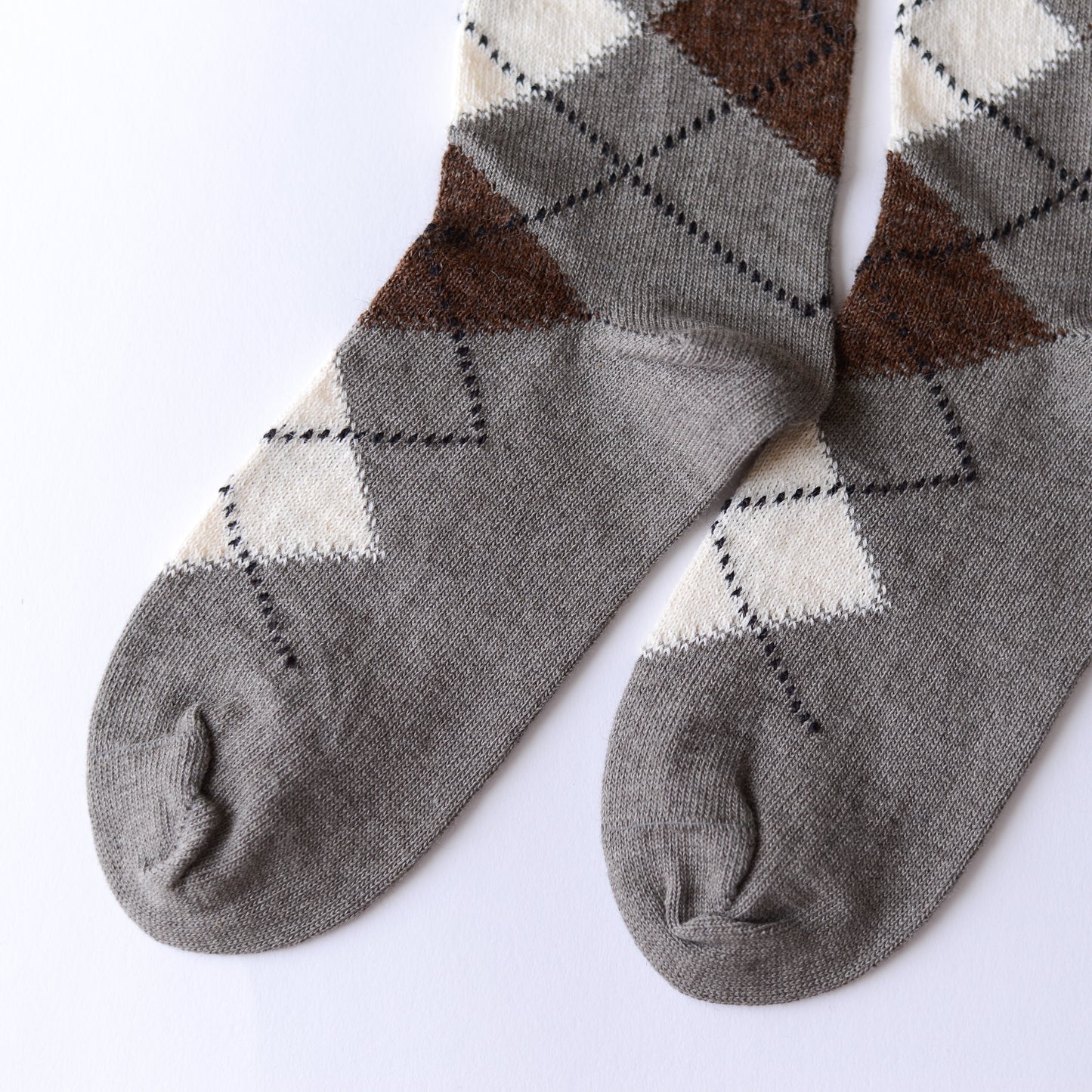 Organic Cotton Alpaca Yak Argyle Socks, Dark Gray