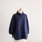 コットンリネンフリルカラー七分袖シャツ Navy