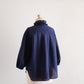 コットンリネンフリルカラー七分袖シャツ Navy