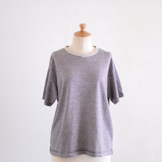リネンジャージーボーダーTシャツ Beige × Black