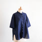 コットンリネンバンドカラー半袖シャツ Dark Navy