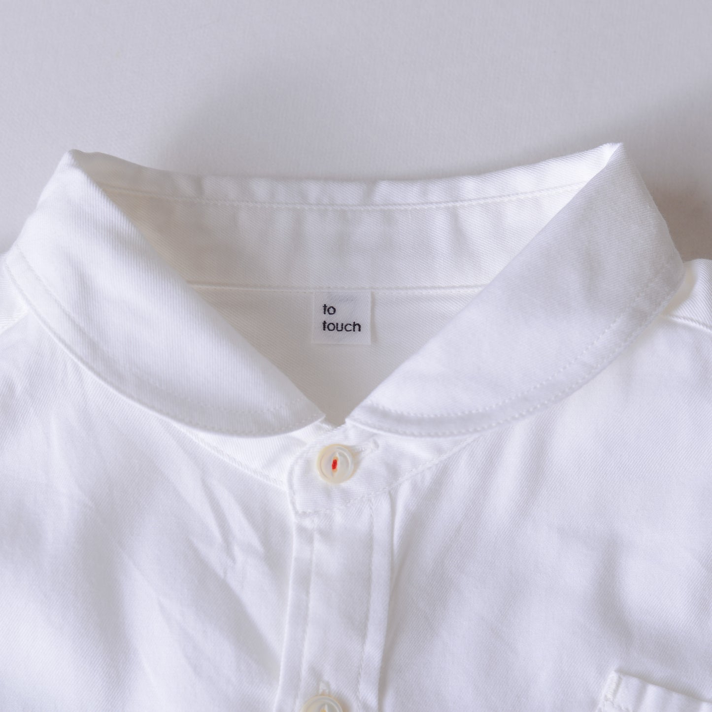Cotton Mini Pocket Round Collar Shirt White