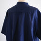 コットンリネンバンドカラー半袖シャツ Dark Navy