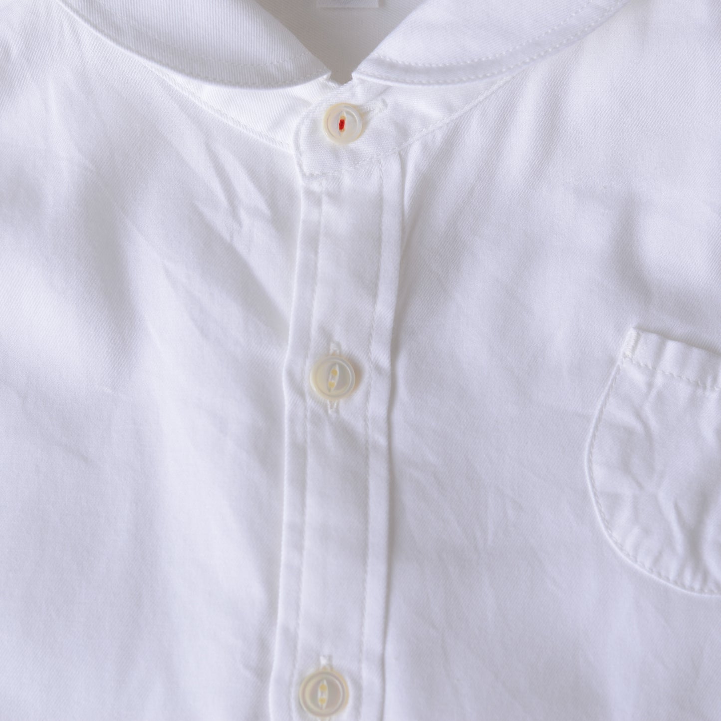 Cotton Mini Pocket Round Collar Shirt White