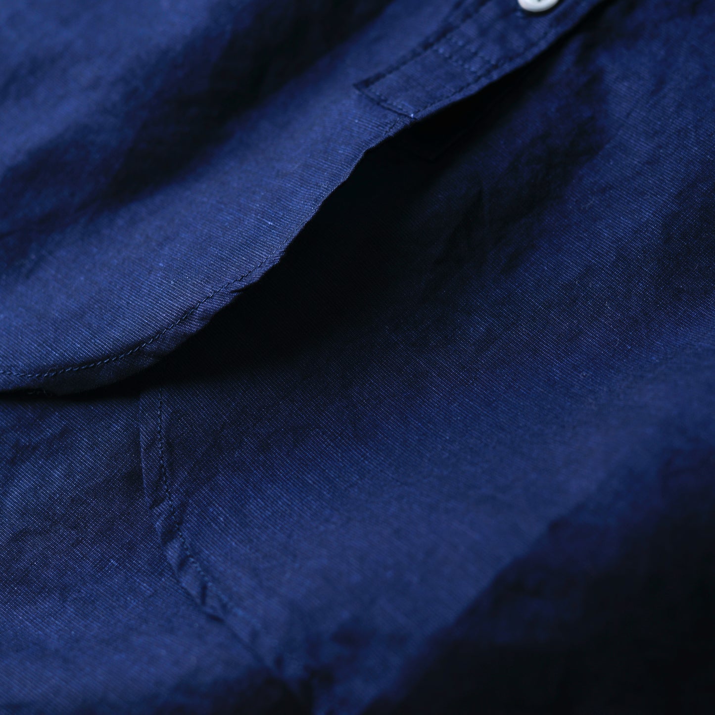 コットンリネンバンドカラー半袖シャツ Dark Navy