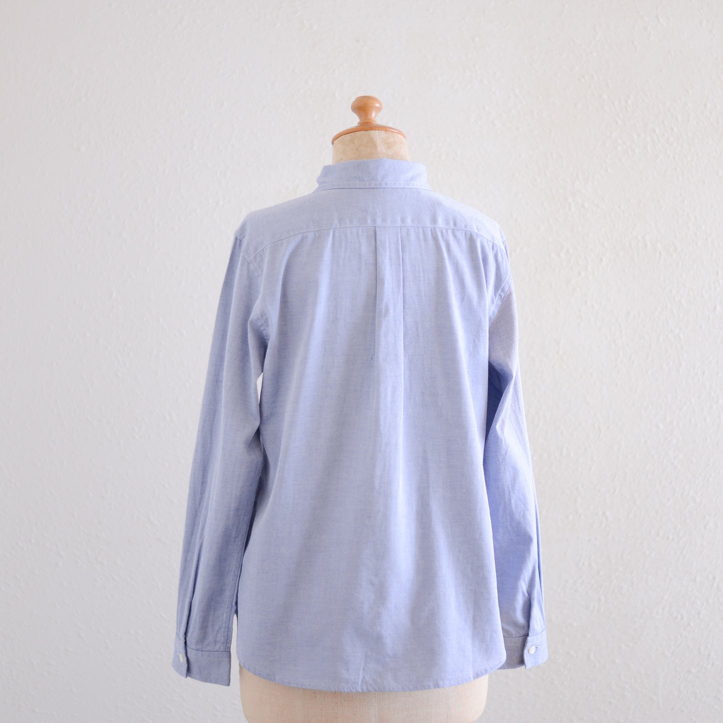 コットンミニポケット丸襟シャツ Blue