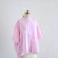フレンチリネンストライプ半袖シャツ Off White × Pink