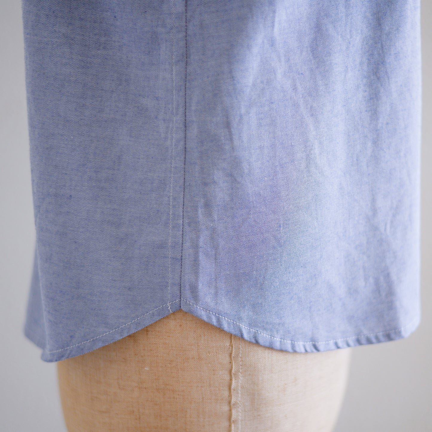 コットンミニポケット丸襟シャツ Blue
