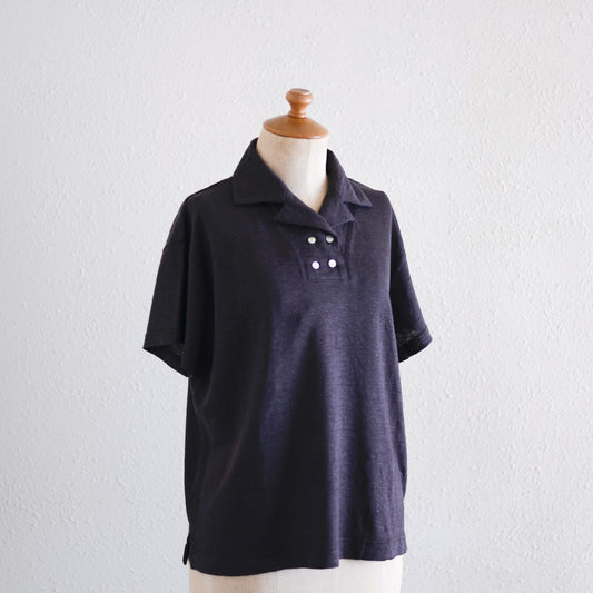 リネンジャージオープンカラープルオーバー  Brown