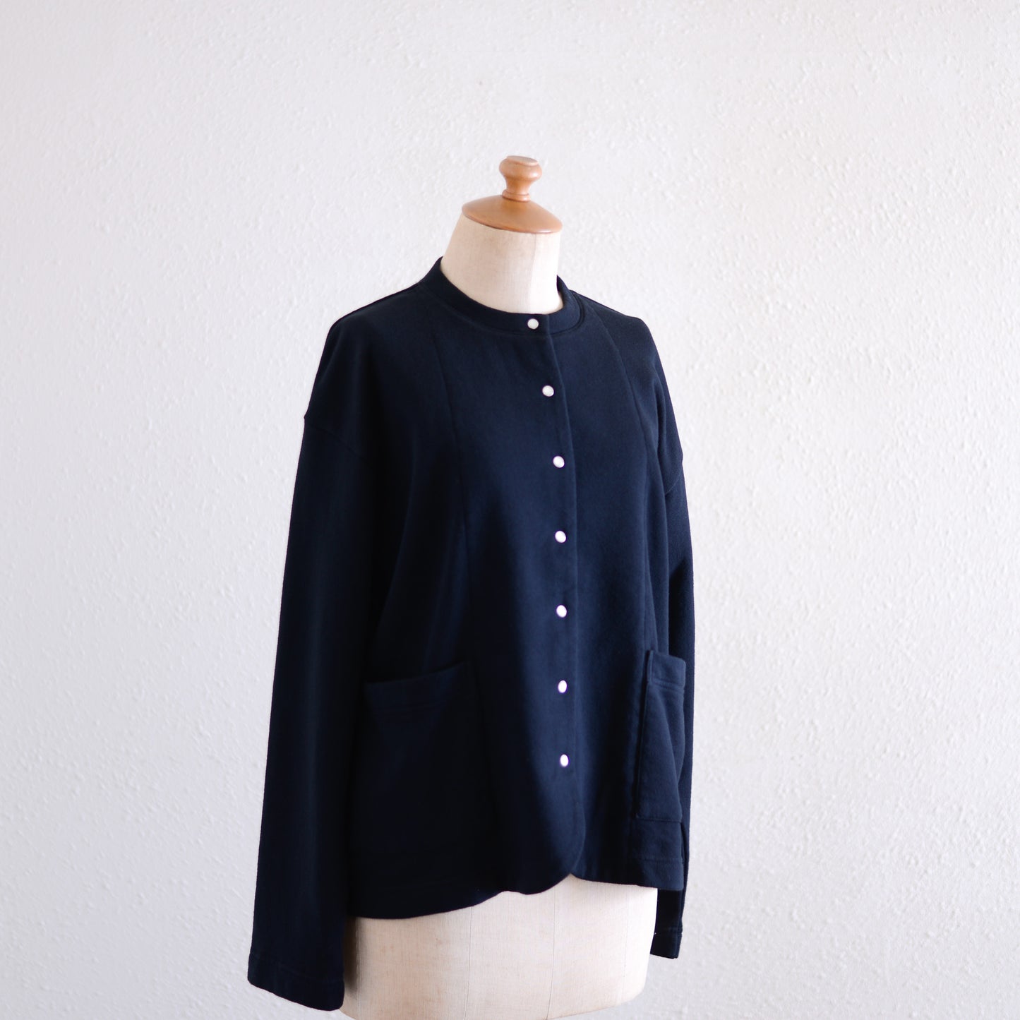 コットンウールスナップカーディガン Black