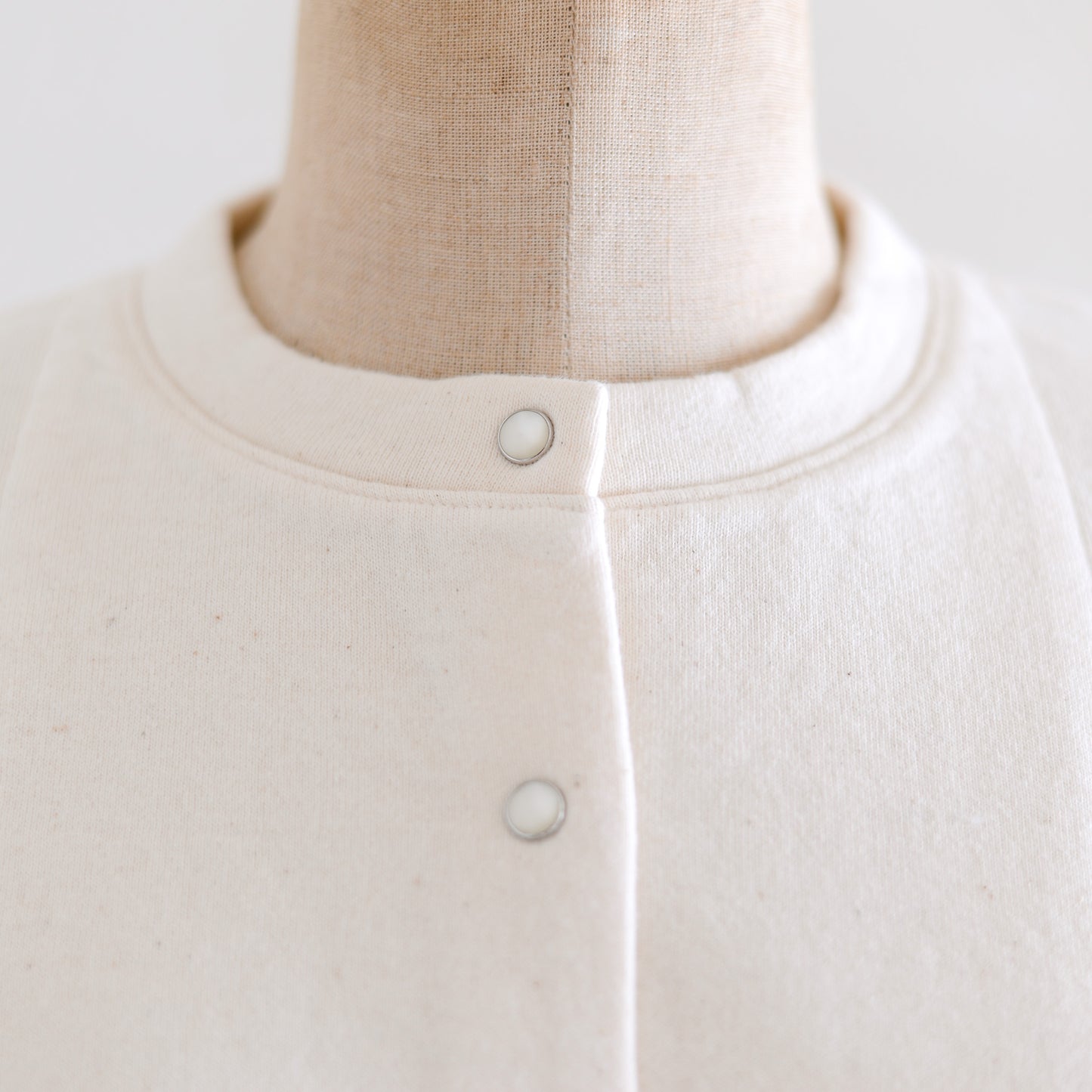 Cotton wool snap cardigan in off-white