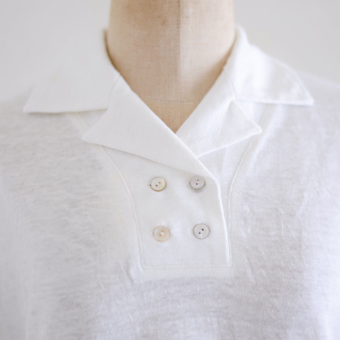 リネンジャージオープンカラープルオーバー  Off White