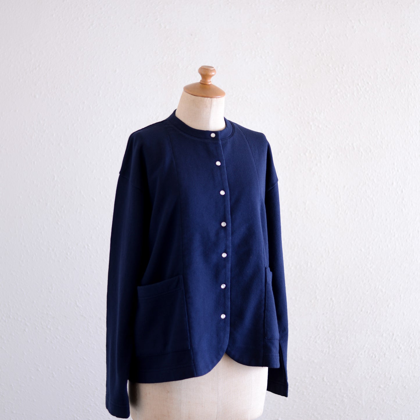 コットンウールスナップカーディガン Navy
