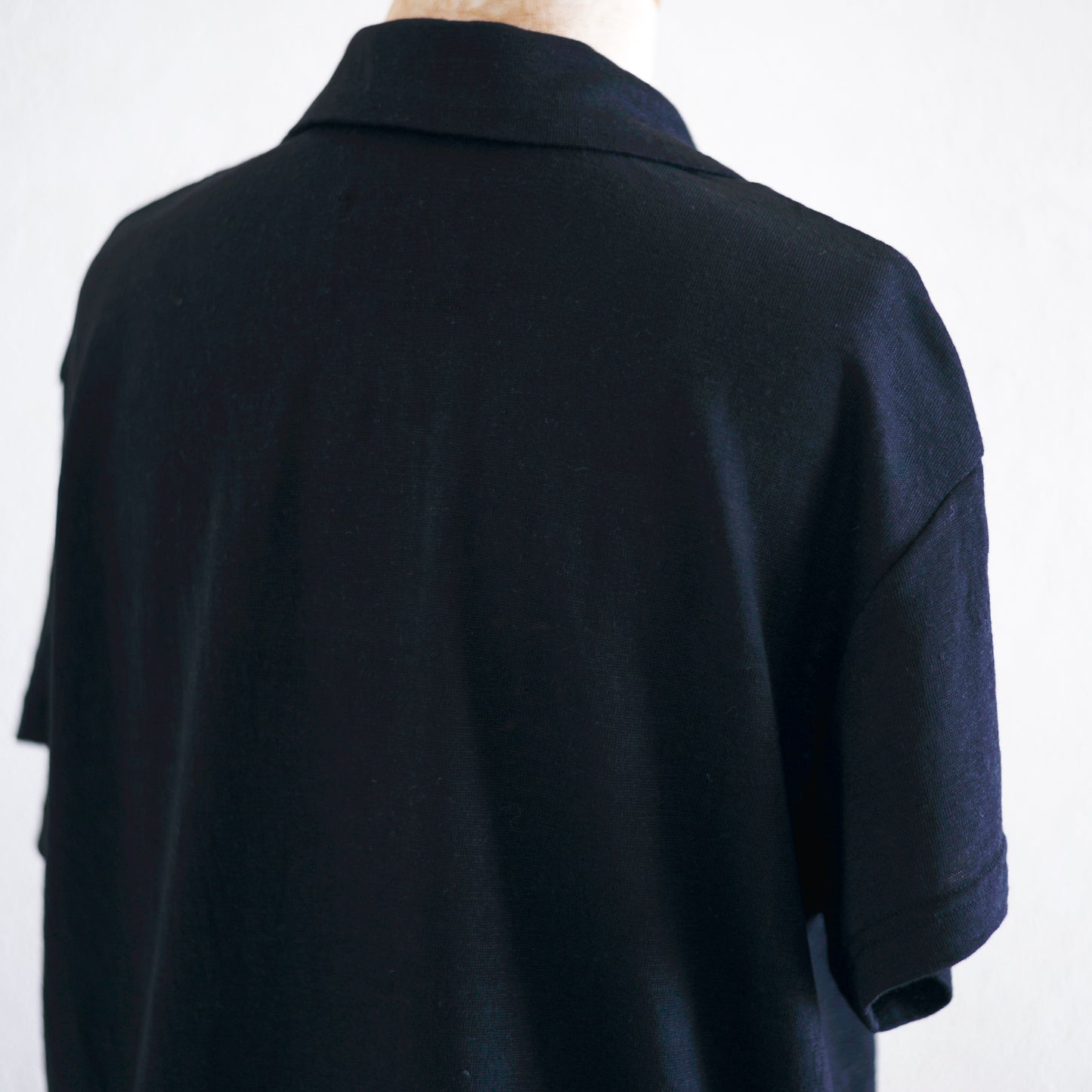 リネンジャージオープンカラープルオーバー  Black