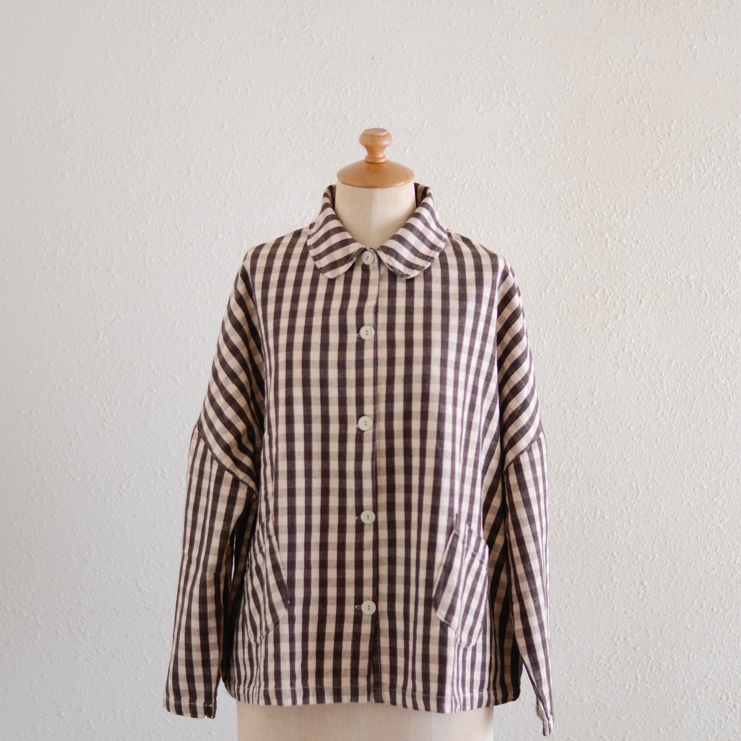 コットンラウンドカラージャケット Gingham Check