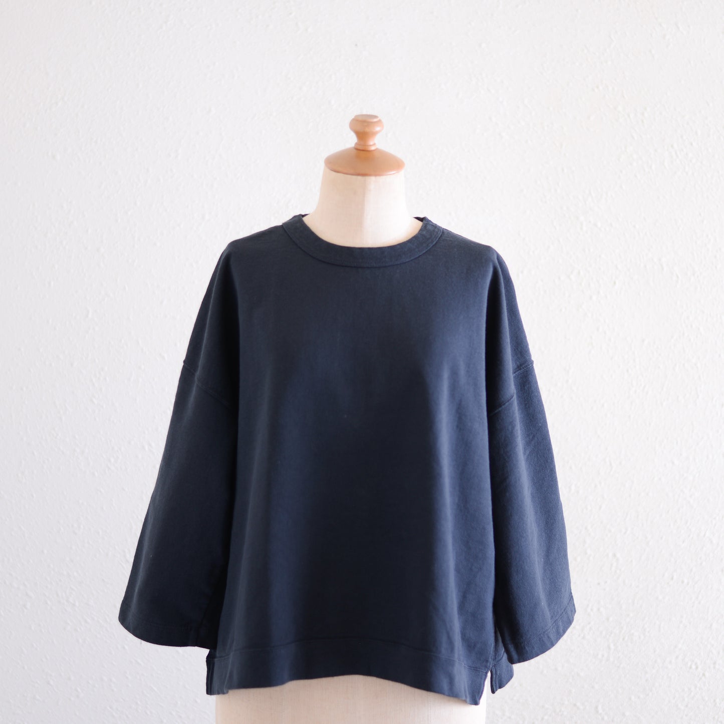 コットン裏毛ボックスプルオーバー Black