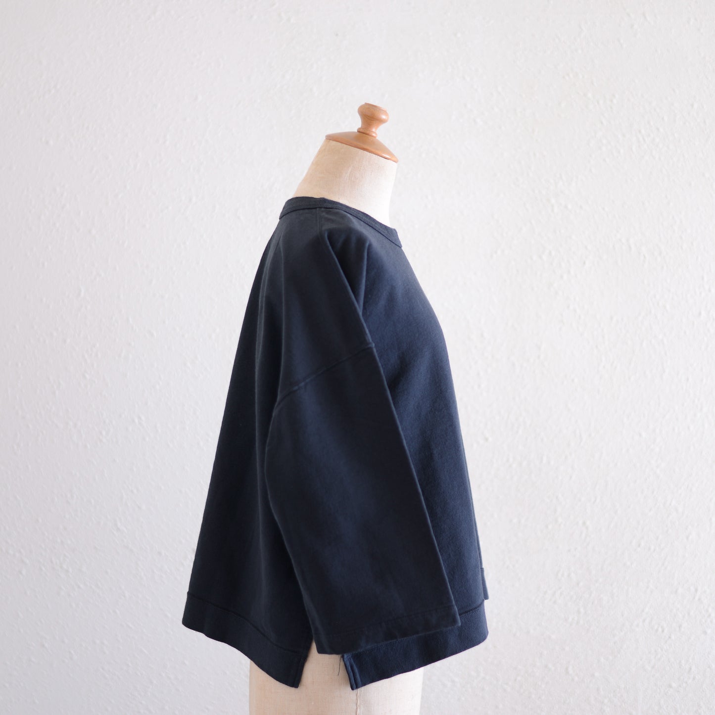 コットン裏毛ボックスプルオーバー Black