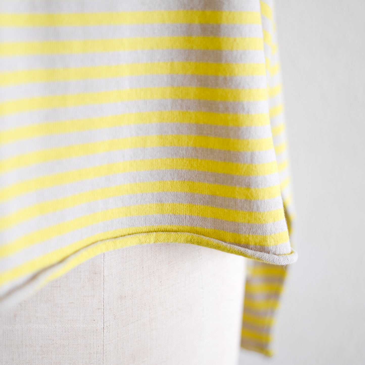 コットンボーダーニットプルオーバー Beige × Yellow