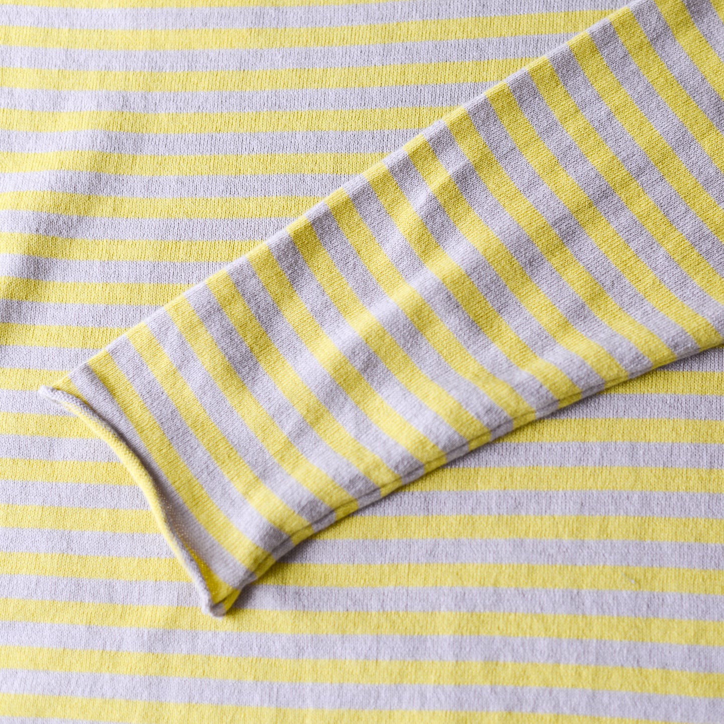 コットンボーダーニットプルオーバー Beige × Yellow