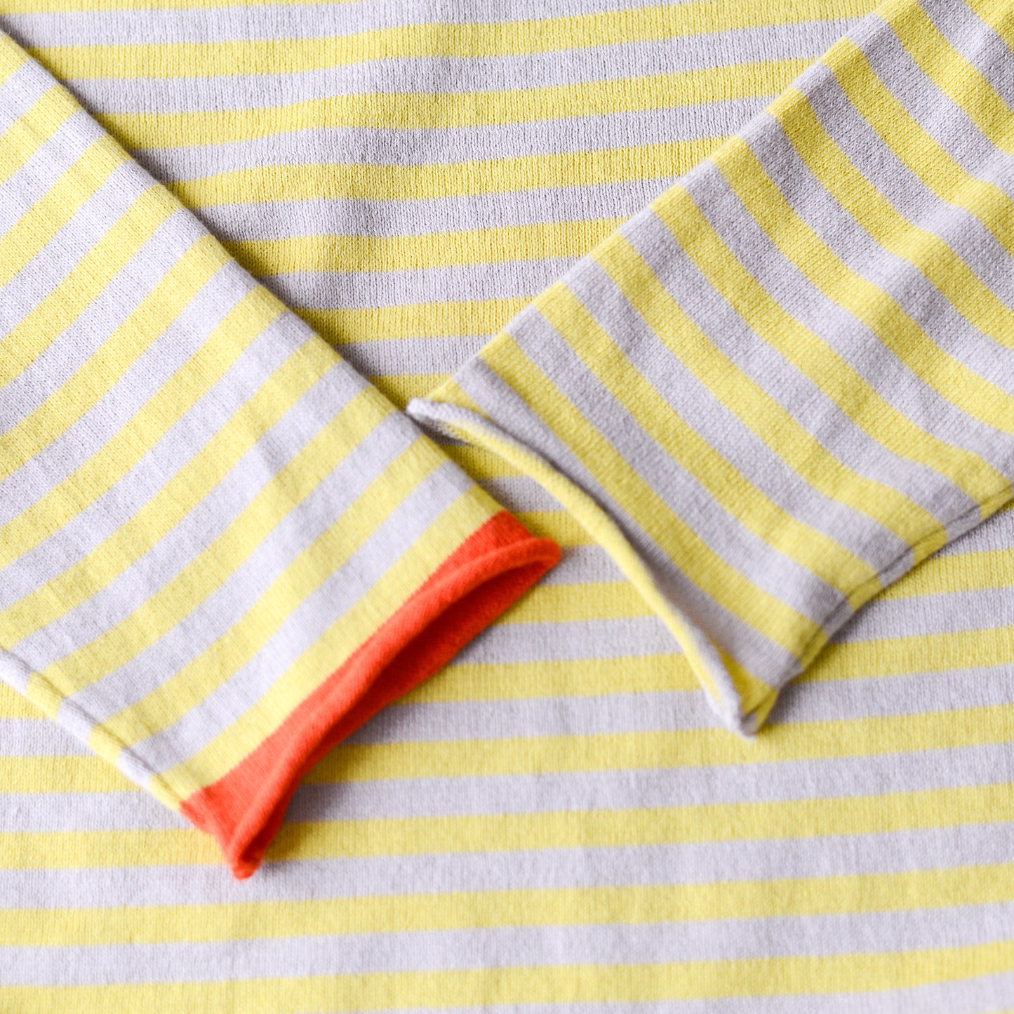 コットンボーダーニットプルオーバー Beige × Yellow