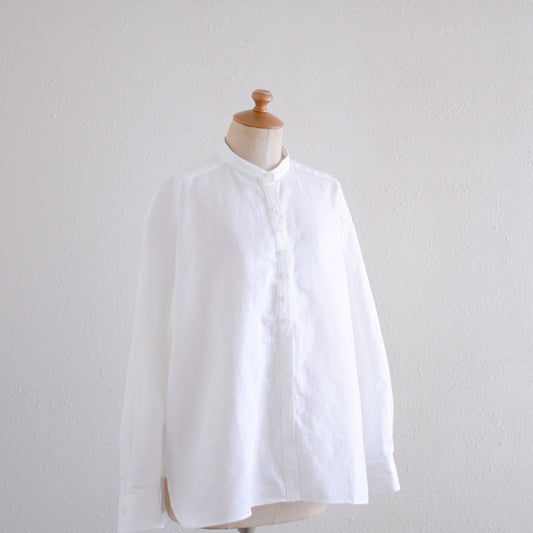 リネンコットンバンドカラーシャツ Off White