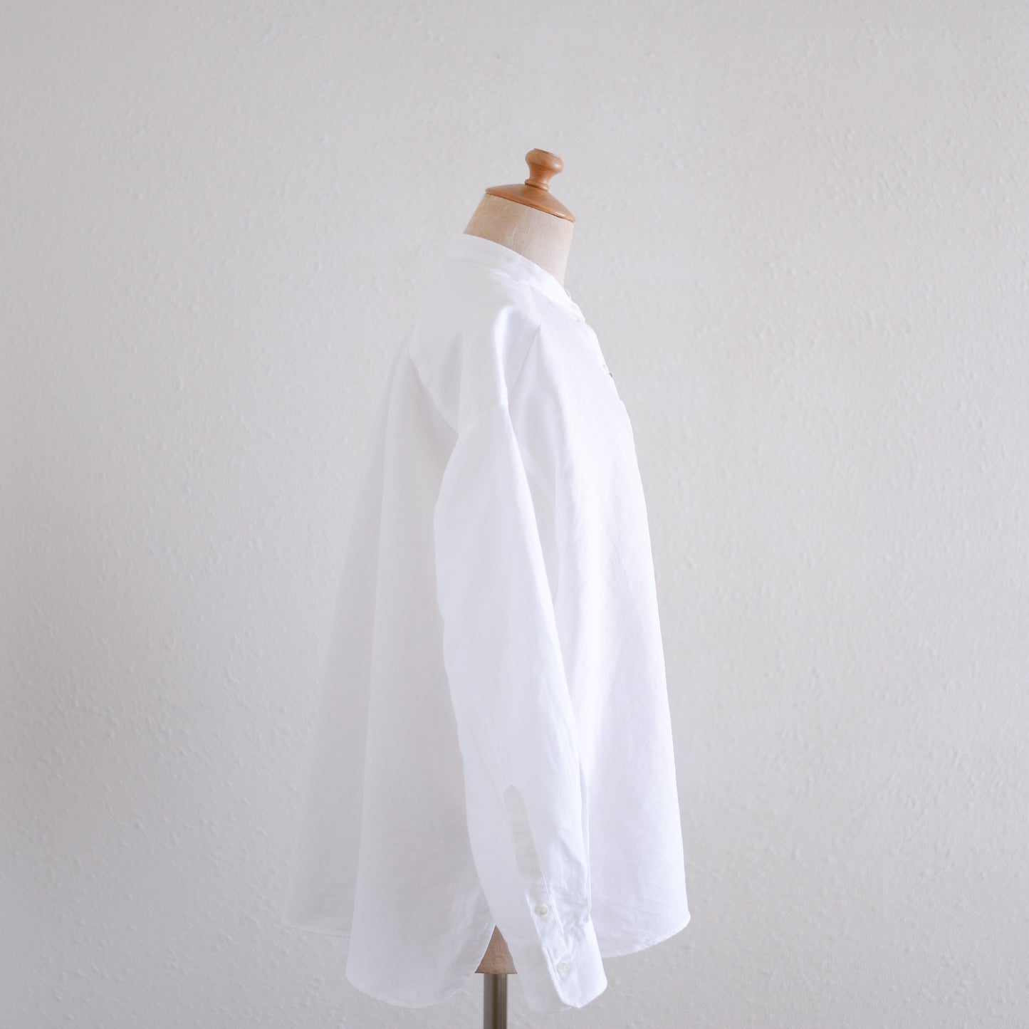 Linen cotton band collar shirt Off White