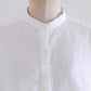 Linen cotton band collar shirt Off White