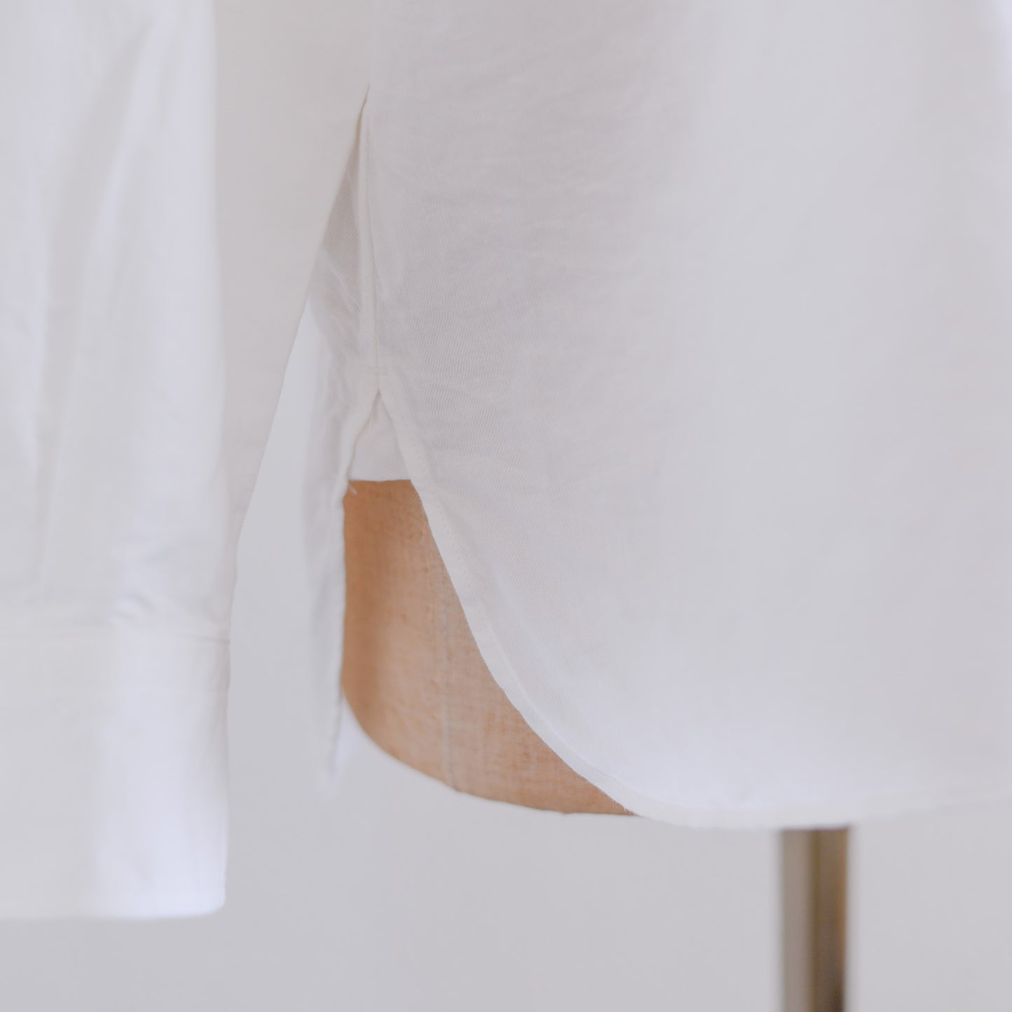 Linen cotton band collar shirt Off White