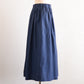 Cotton Cupro Wool Tuck Easy Skirt Black Navy