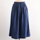 Cotton Cupro Wool Tuck Easy Skirt Black Navy
