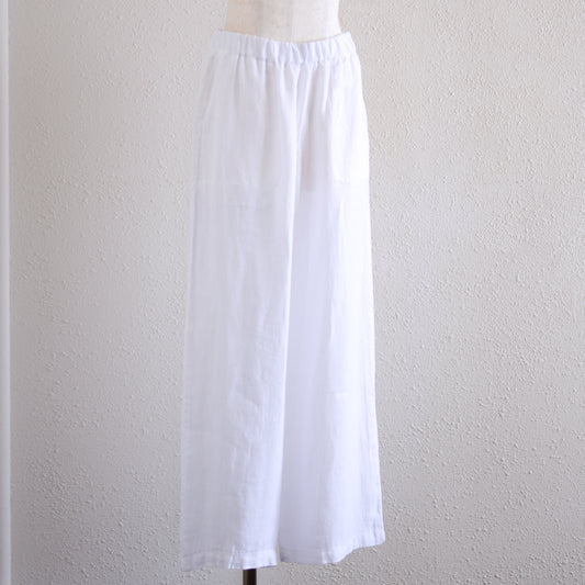 リネンストレートパンツ White