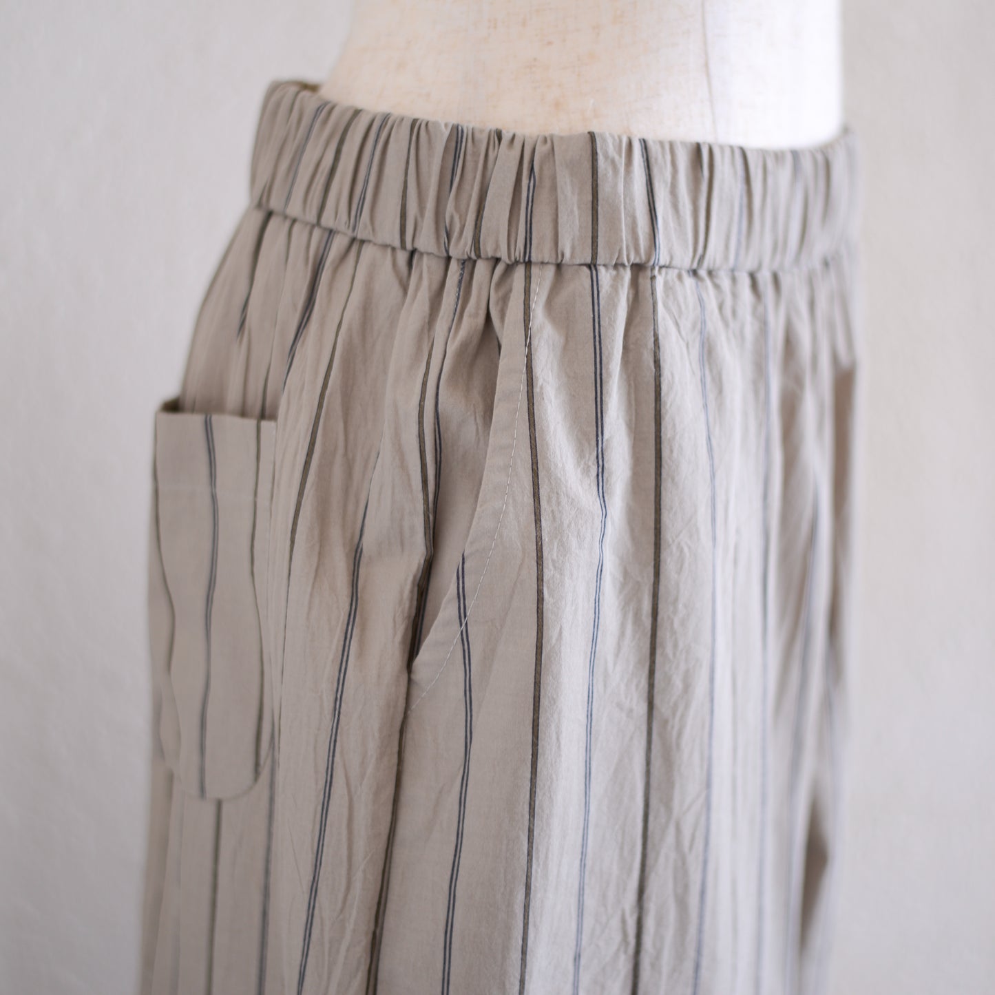 オーガニックコットンイージーストレートパンツ  Stripe