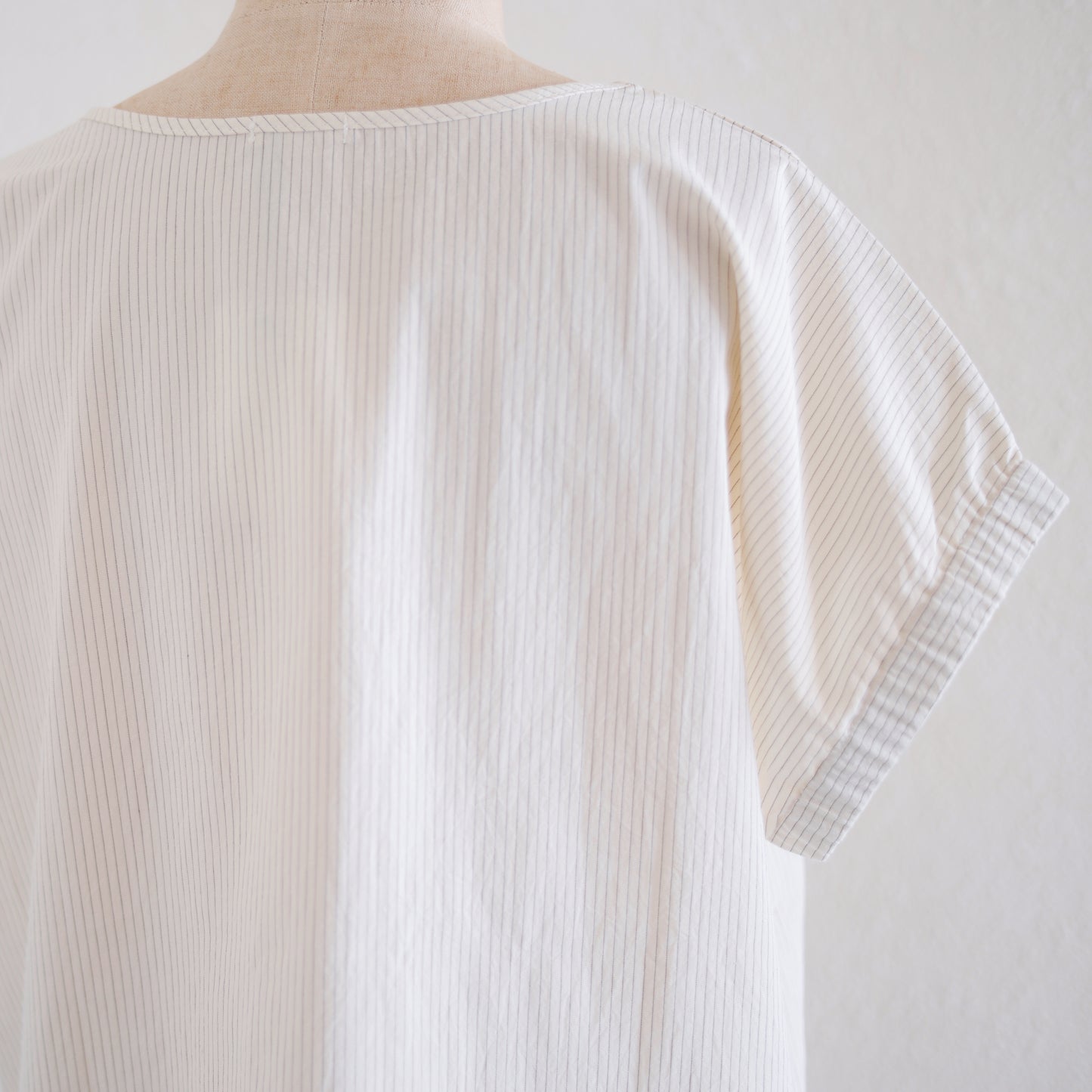 オーガニックコットンギャザースリーブボックスプルオーバー Stripe