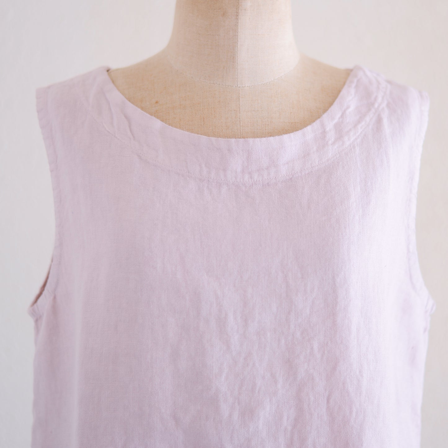リネンボートネックスリーブレスプルオーバー Pink