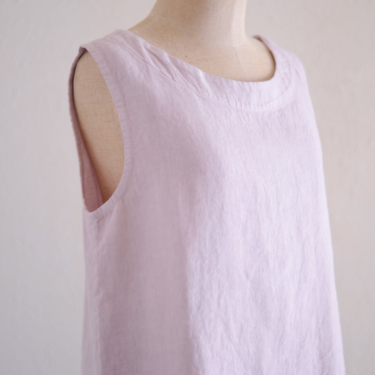 リネンボートネックスリーブレスプルオーバー Pink