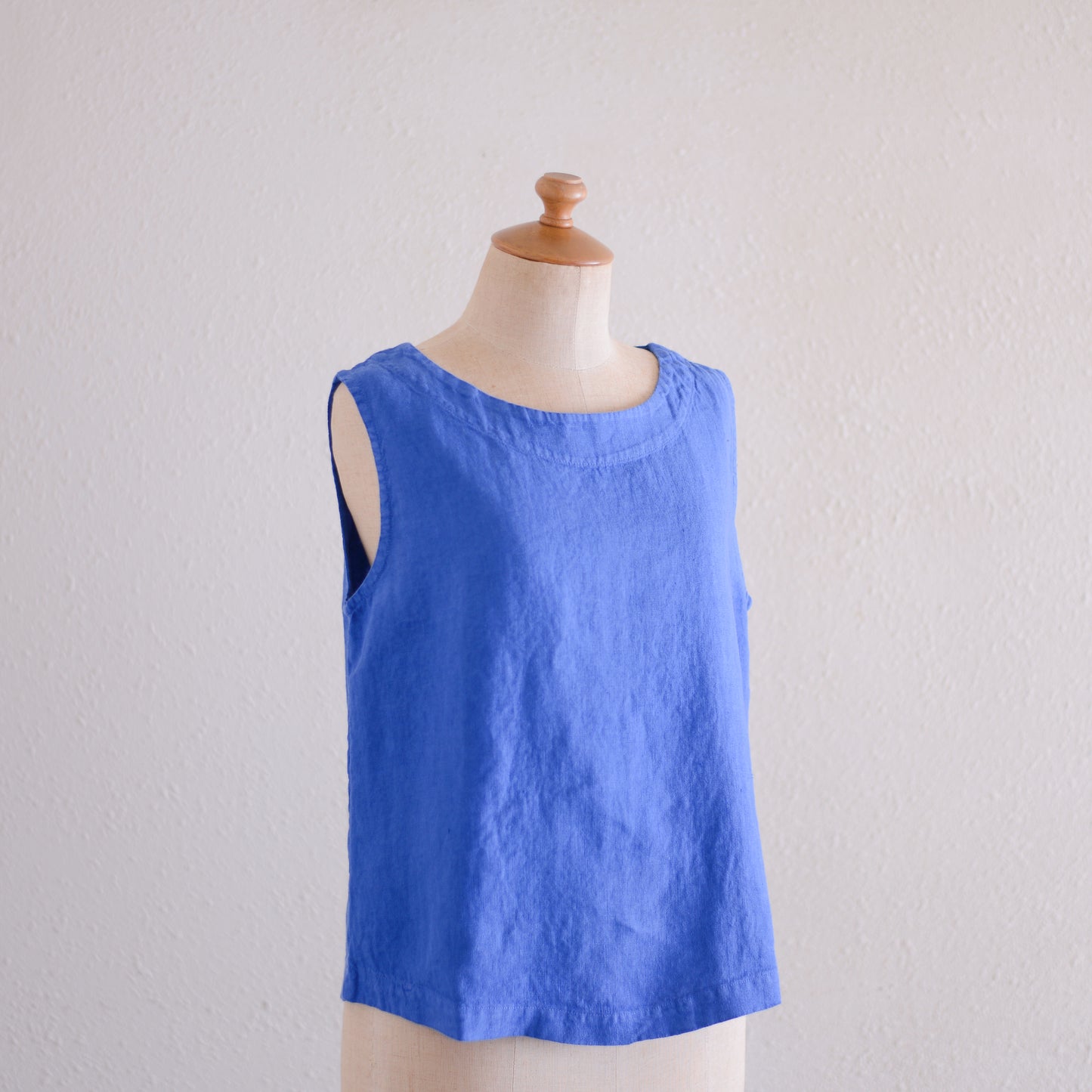 リネンボートネックスリーブレスプルオーバー Blue