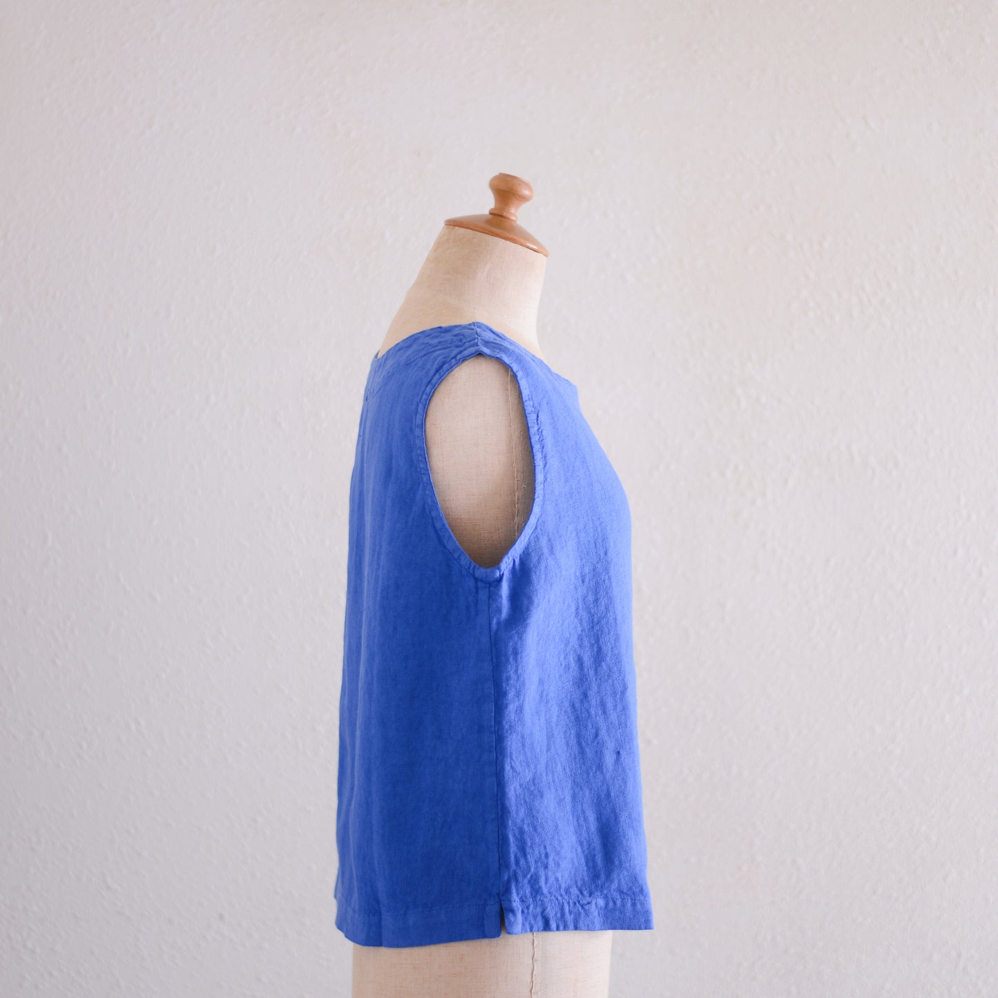 リネンボートネックスリーブレスプルオーバー Blue