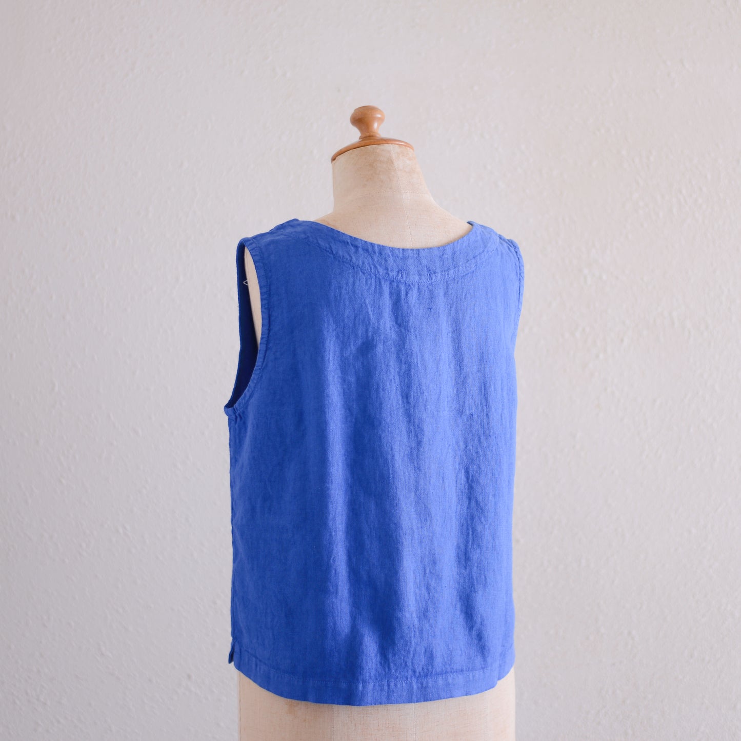 リネンボートネックスリーブレスプルオーバー Blue