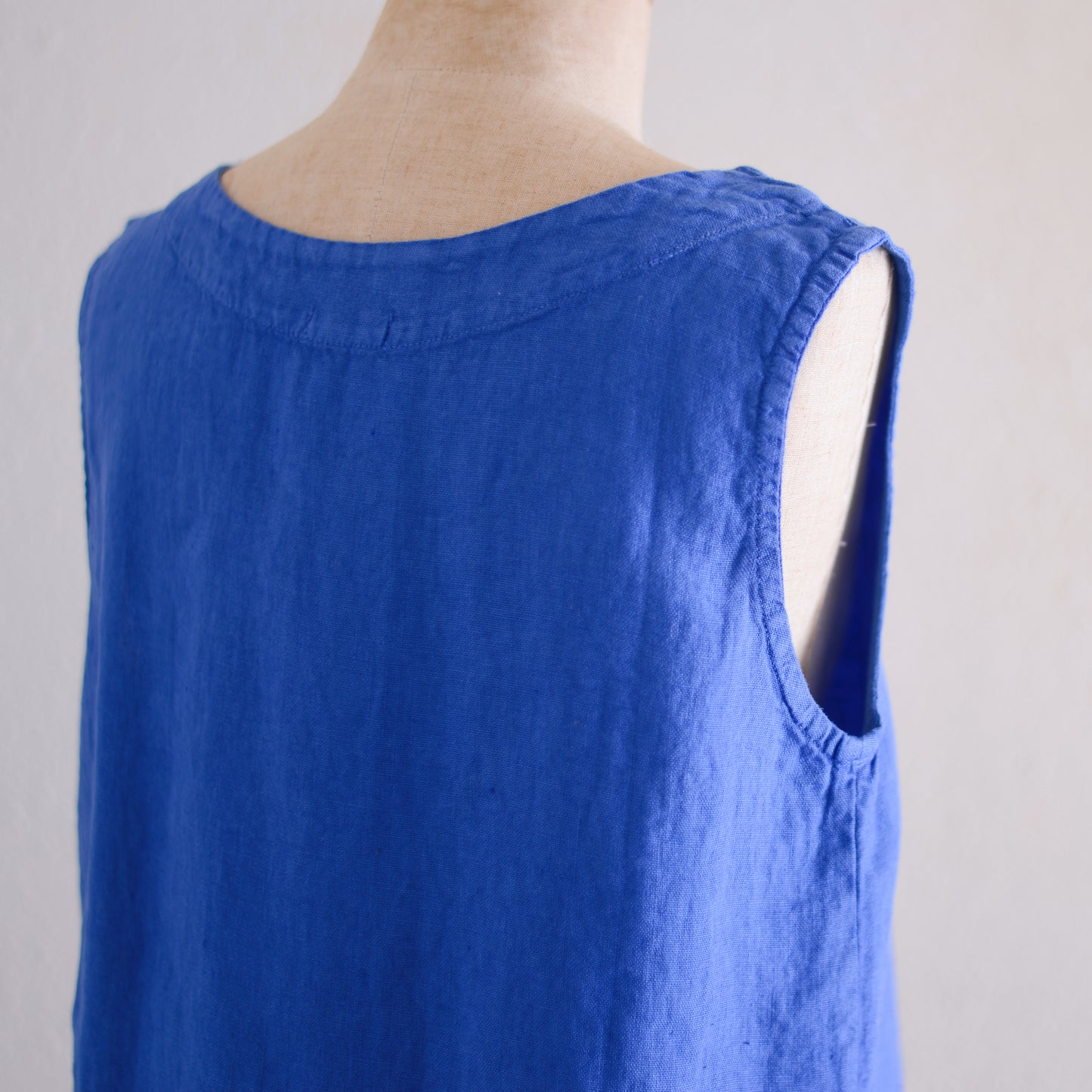 リネンボートネックスリーブレスプルオーバー Blue