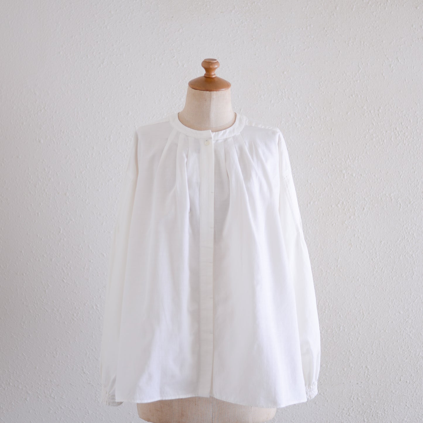 コットンキュプラウールピンタック2ウェイブラウス