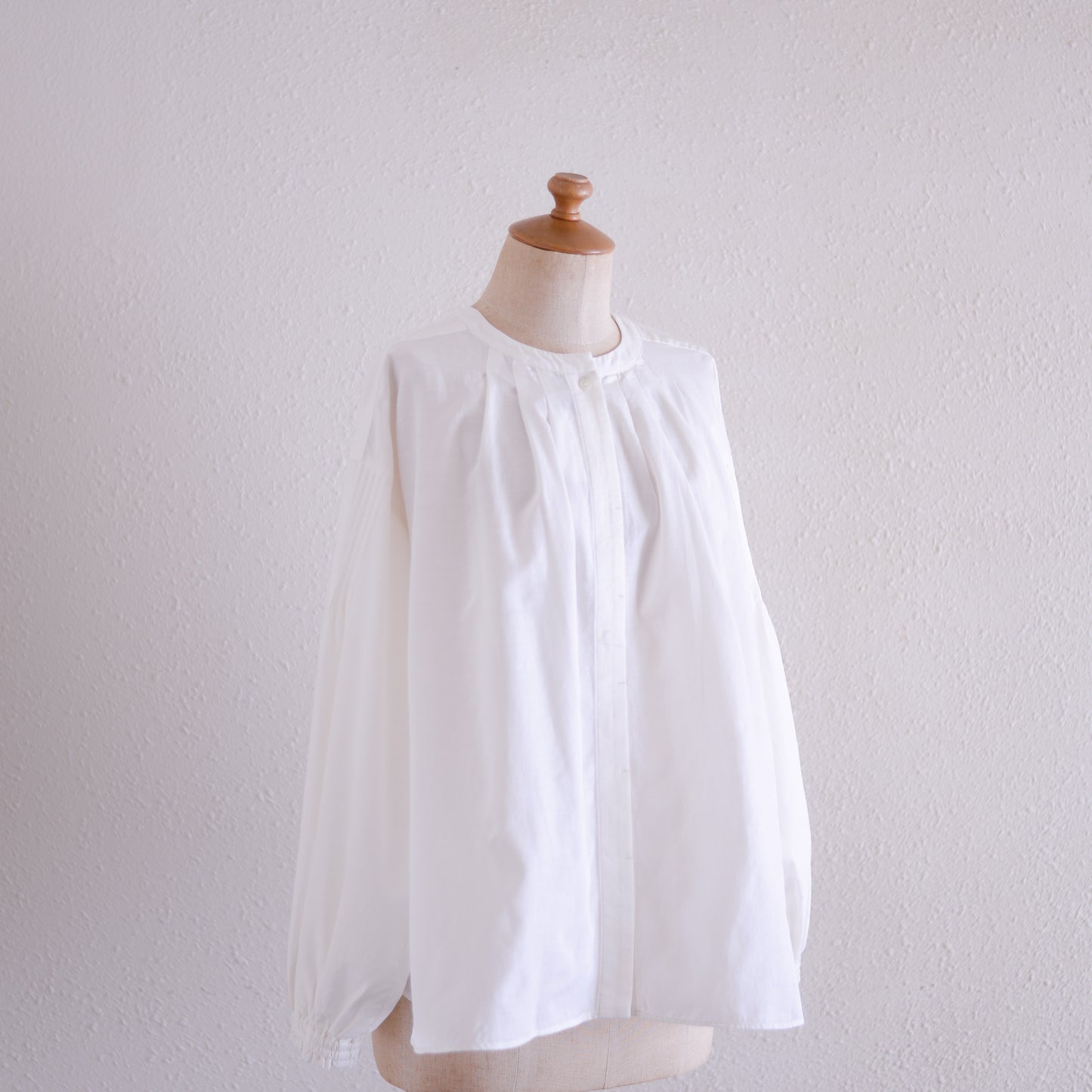 コットンキュプラウールピンタック2ウェイブラウス