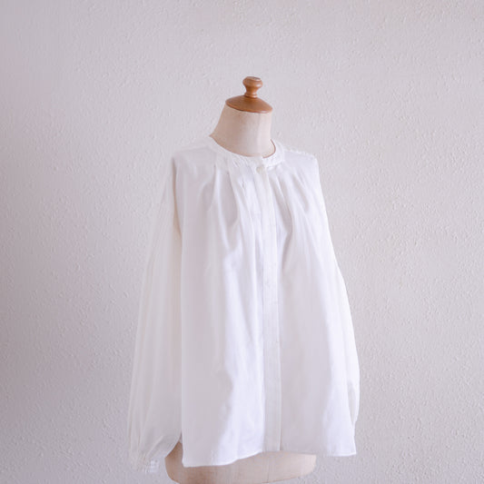 コットンキュプラウールピンタック2ウェイブラウス