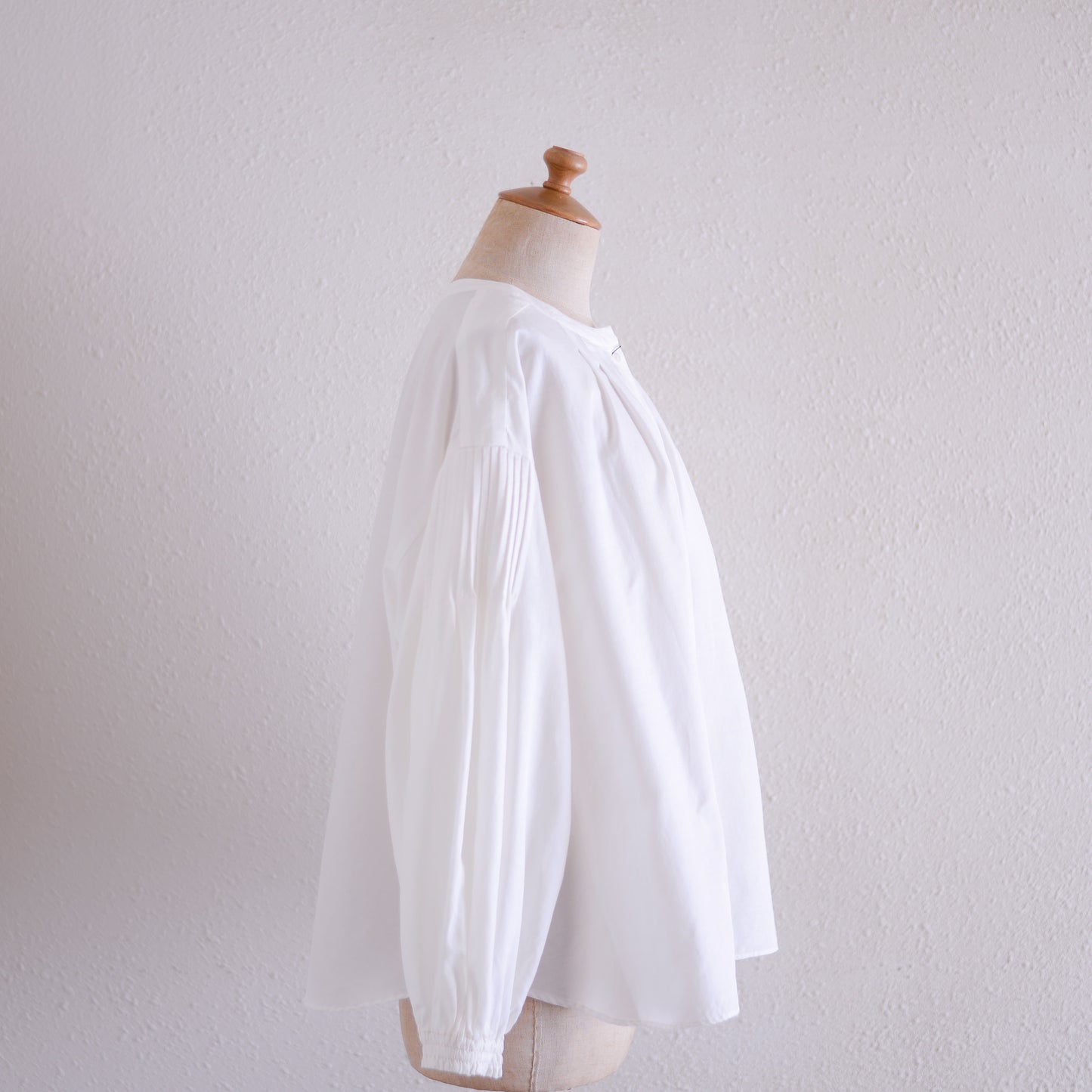 コットンキュプラウールピンタック2ウェイブラウス