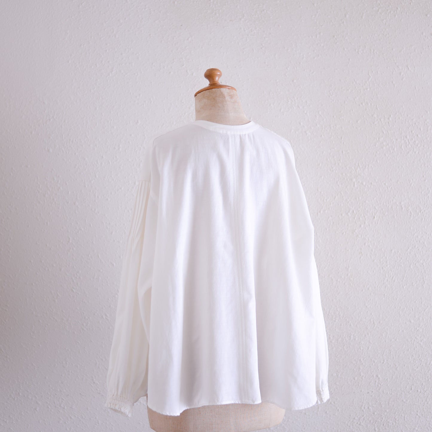 コットンキュプラウールピンタック2ウェイブラウス